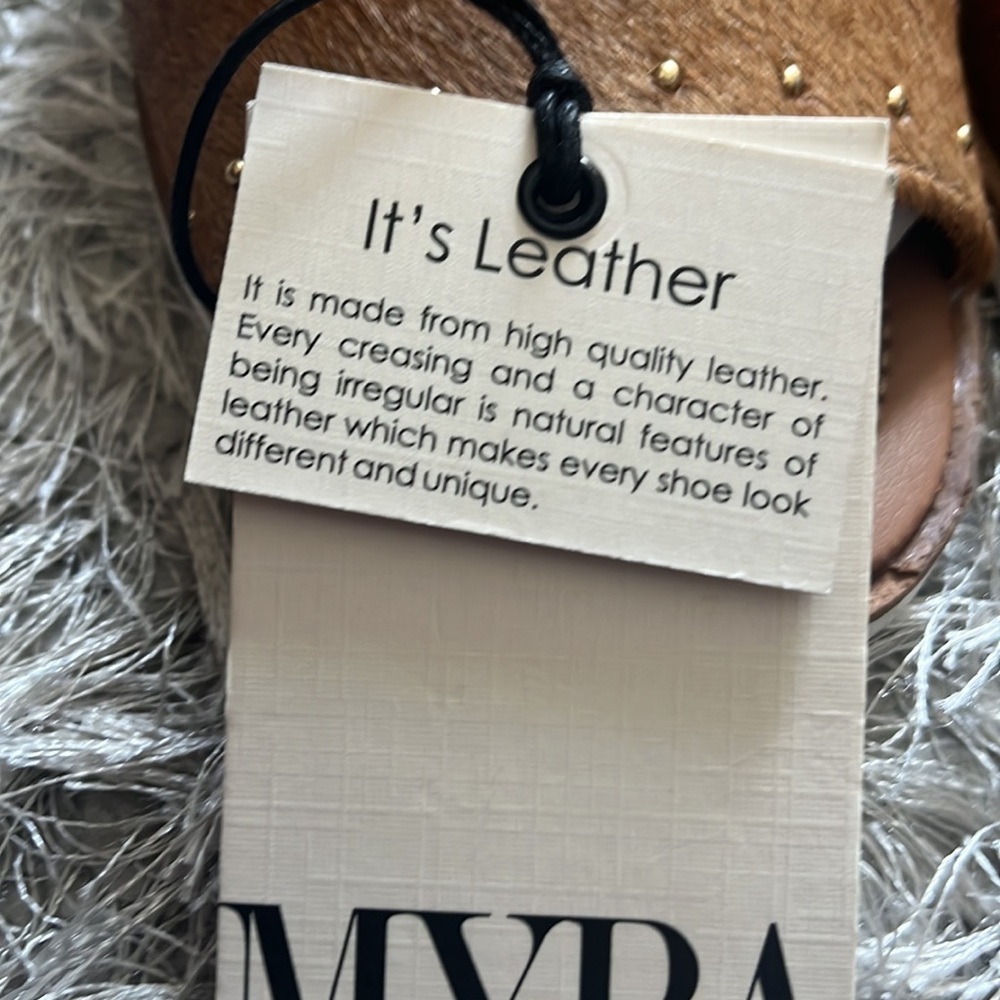 Myra Bag Cowhide Slide Sandals in Brown and White - Picture 7 of 7